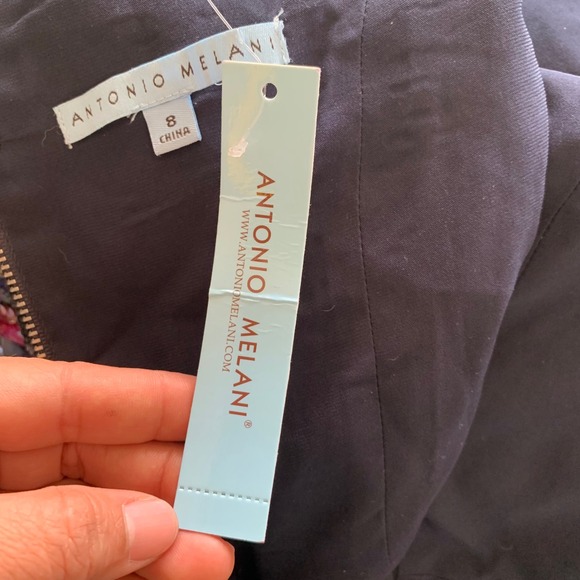 Antonio Melani blue navy sequin floral embellished‎ dress size 8 wedding guest - Picture 6 of 10